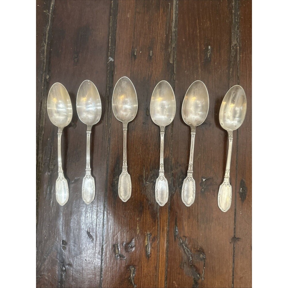 6 Antique Silverplate French Silverplate Soup Spoons Metal Blanc 84